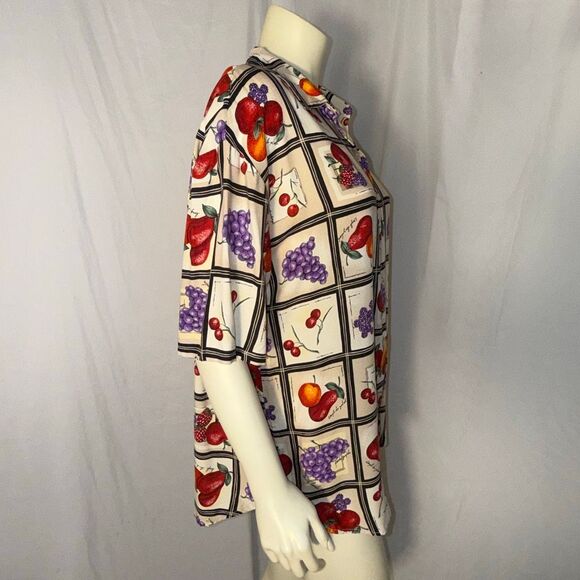 Vintage 90s Kathie Lee Fruit Print Button Down Blouse Women’s Size 14 – Grapes C - Picture 5 of 12